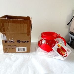 Ecolution NIB Original Microwave Red Popcorn Popper 1.5 Qt Borosilicate Glass